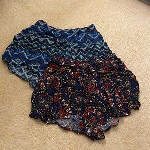 Hollister Blue and Red Patterned High Waist Shorts